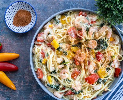 Cajun Seafood Pasta With Spinach And Red Peppers Recipe Besto Blog