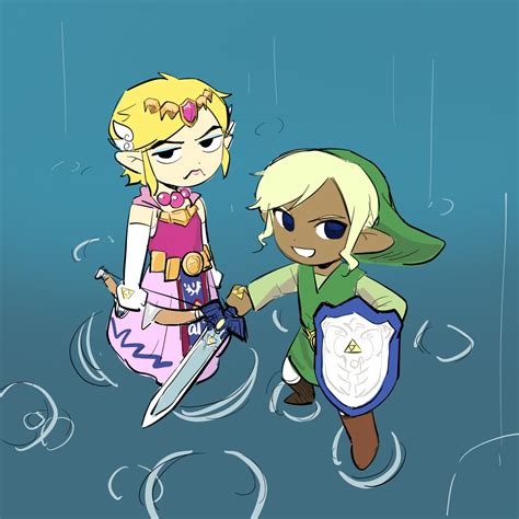 Link Princess Zelda Toon Link And Tetra The Legend Of Zelda And 1 More Drawn By Senzo6700