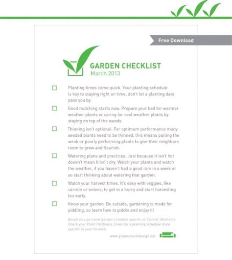 2013 March Garden Checklist Bringing Design Home Garden Checklist