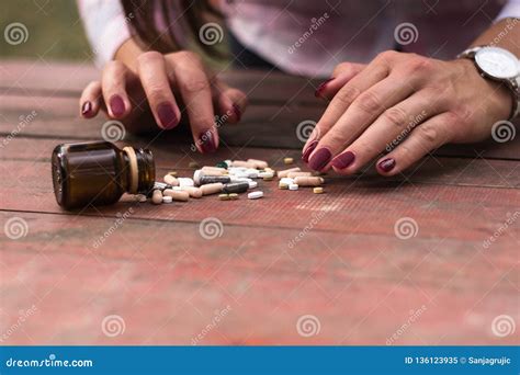 Overdose Drug Addict Hand Drugs Narcotic Syringe On Floor Royalty Free