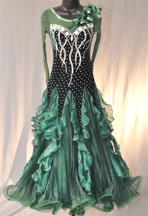 elegant dark green velvet ballroom dress