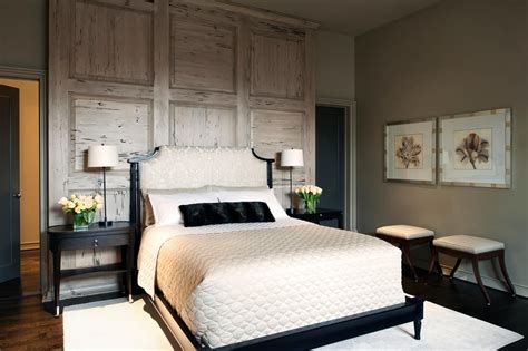 Neutral Master Suite With Wood Paneled Accent Wall