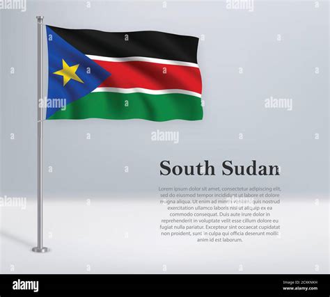 bandera de la bandera de sudán del sur en el asta de la bandera plantilla para independenc