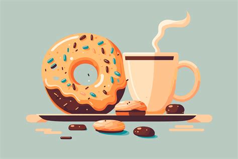Delicious Donut And A Cup Of Coffee Graphic By Designdistrict