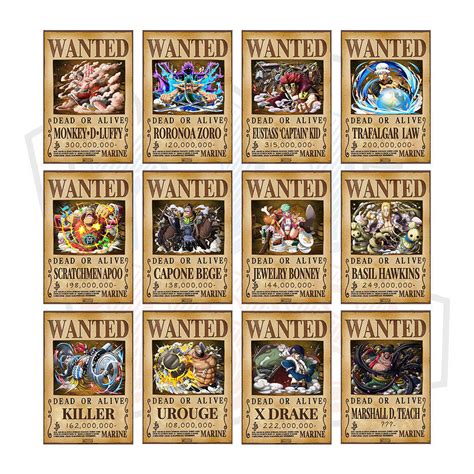 Mô Hình Giấy Poster Truy Nã 11 Siêu Tân Tinh And Râu Đen One Piece