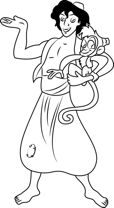 Aladdin And Genie Coloring Page - Free Printable Coloring Pages for Kids