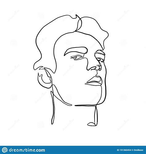 Continuous One Line Portrait Man Stock Vector Illustration Of
