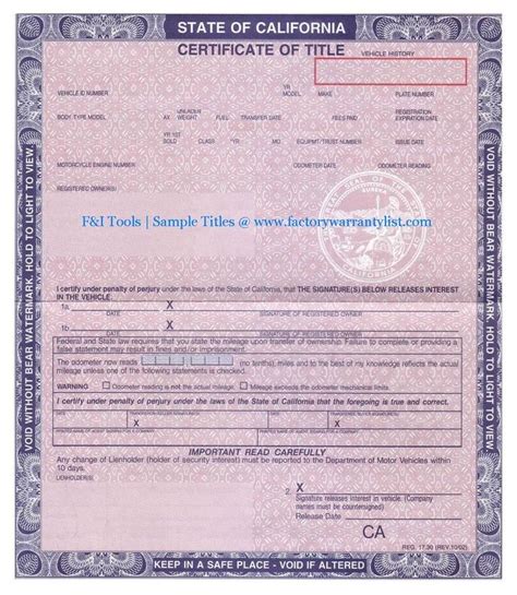 My Vehicle Title What Does A Car Title Look Like Car Title Money