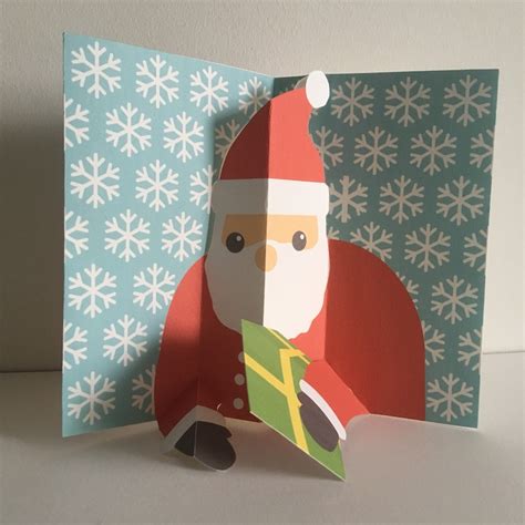 Pop Up 3d Santa Christmas Greetings Card Popup Winter Present Etsy