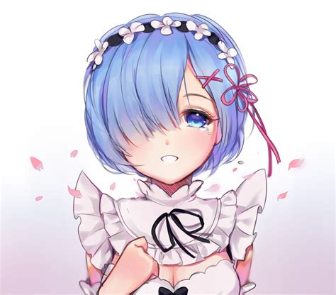 Anime Girl With Short Blue Hair And Blue Eyes