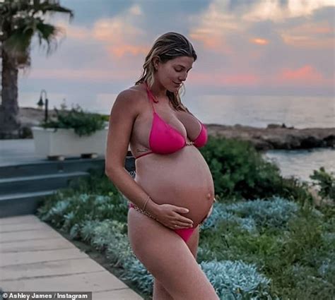 Pregnant Ashley James Cradles Her Bump In A Bikini In Throwback Snap