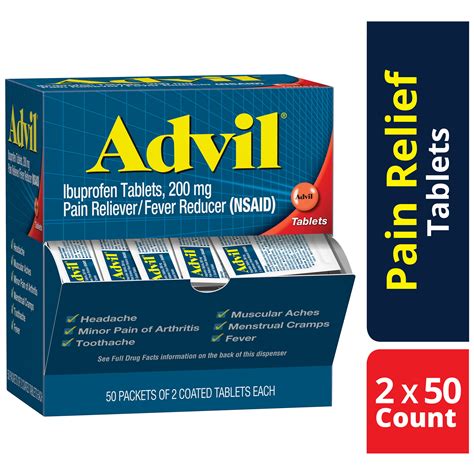 Advil Pain Reliever Fever Reducer Coated Tablet Refill 2 By 50 Ct