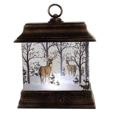 Christmas Deer Lantern Plastic Lighted Blower Winter Scene 132735