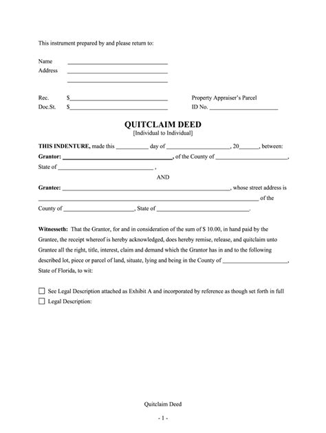Florida Quitclaim Deed Form Fill Out And Sign Printable Pdf Template