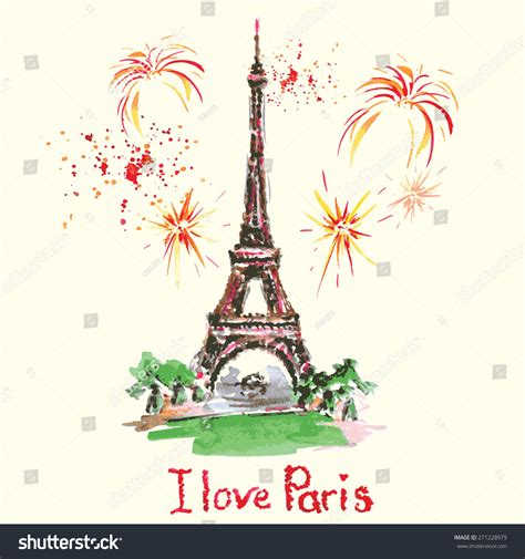 Love In Paris Eiffel Towerletteringpink Heartshand