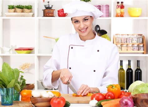 Young Woman Chef Cooking In Kitchen ⬇ Stock Photo Image By
