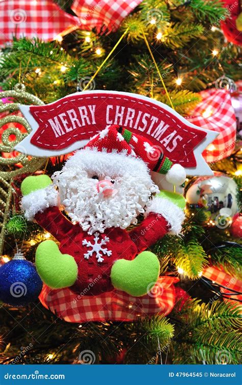 Ornamenti Dellalbero Di Natale E Segno Di Buon Natale Immagine Stock