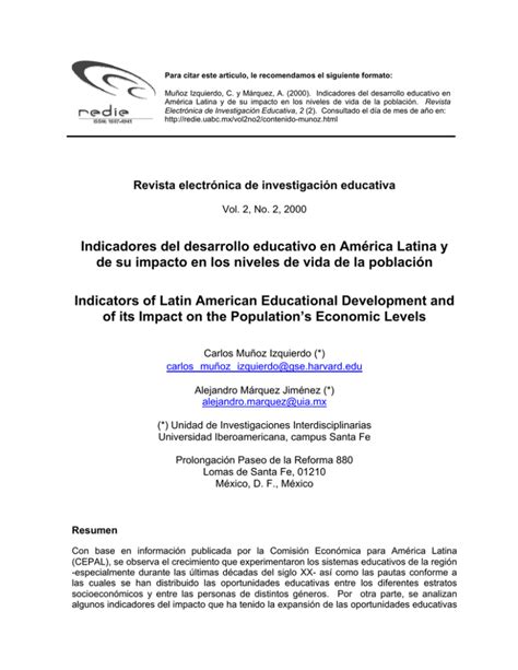 Indicadores del desarrollo educativo en América Latina y de su