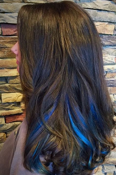 Image Result For Blue Peekaboo Highlights Blue Hair Highlights Blue