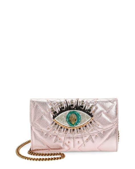 Kurt Geiger Kensington Eye Quilted Leather Wallet On A Chain In Pink Lyst
