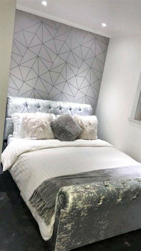 Zara Shimmer Metallic Wallpaper In Soft Grey And Silver Feature Wall