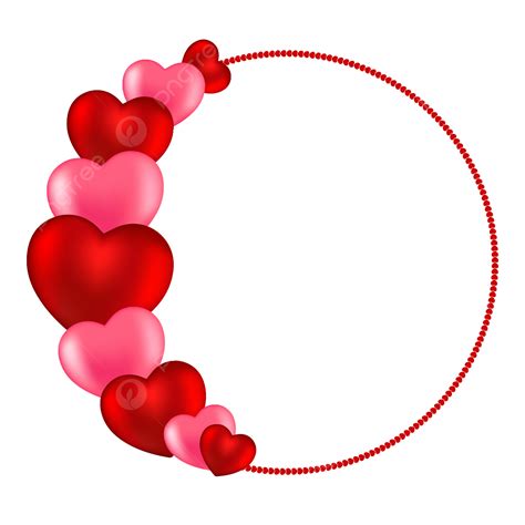 3d Realistic Red Pink Love Heart Frame Border Valentine Clipart 3d