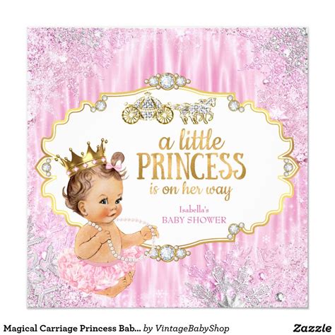 Magical Carriage Princess Baby Shower Pink Invitation In