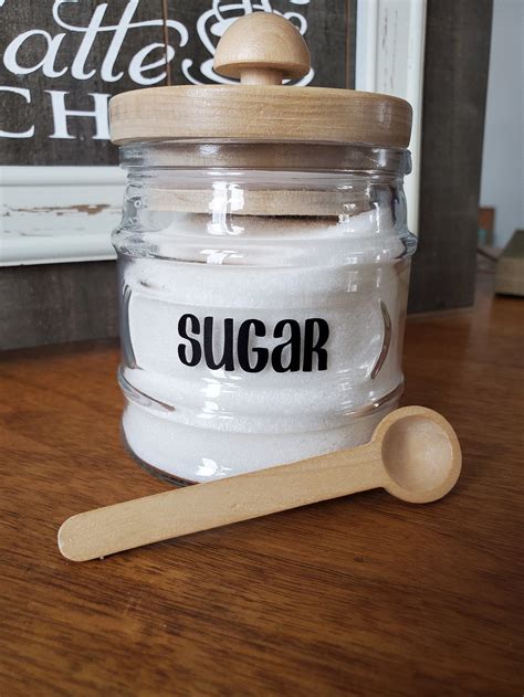 Sugar Jar With Wooden Spoon Etsy