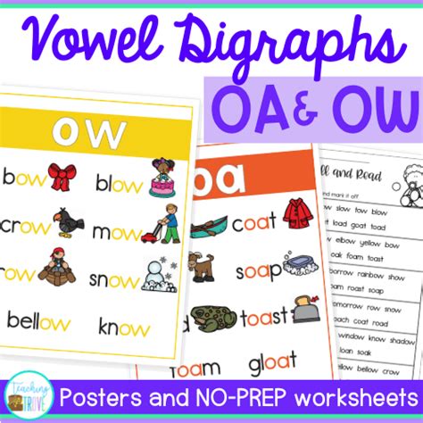 Oa And Ow Vowel Digraphs Posters And Worksheets Teaching Trove