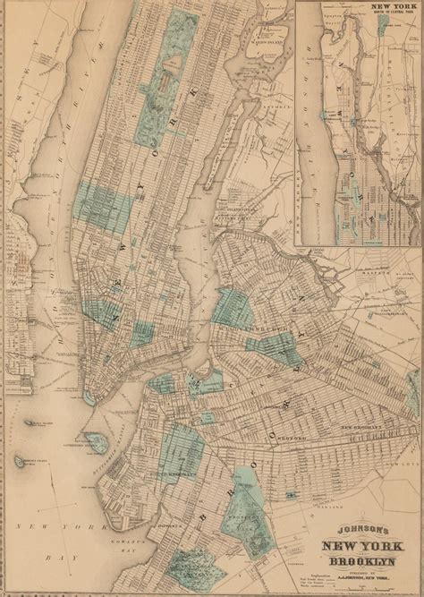 Johnsons 1866 Map Of New York City And Brooklyn 0623 On Feb 24