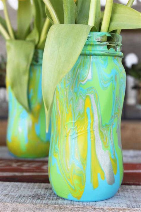 Acrylic Pour Painting For Mason Jar Vases Angie Holden The Country