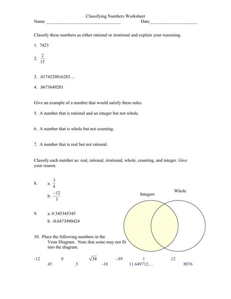 Classifying Rational Numbers Worksheet Lesson 2 1