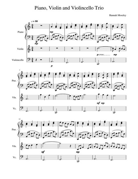 Piano Violin And Violincello Trio Sheet Music For Piano Violin Cello