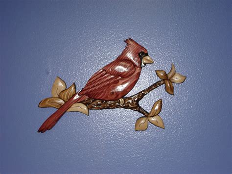 Cardinal On A Twig Mate Intarsia Wood Wood Art Art