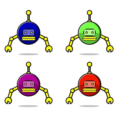 Cute Flying Robot Mascot Set 2084576 Vector Art At Vecteezy
