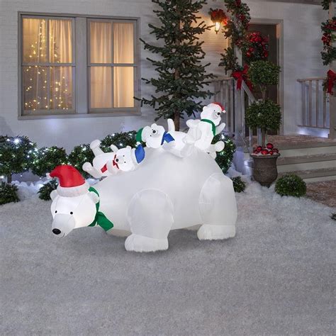 Get ready for christmas with lawn decorations and other outside decorations. Outdoor Xmas Christmas Lighted Inflatable Polar Bear (With ...