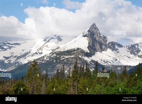 View Of Gunsight Mountain The Glacier National Park Montana Usa Stock