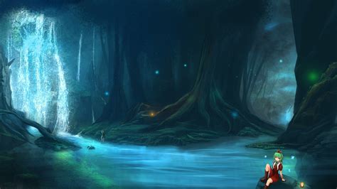 Anime Forest With Waterfall 1920x1080 Download Hd Wallpaper