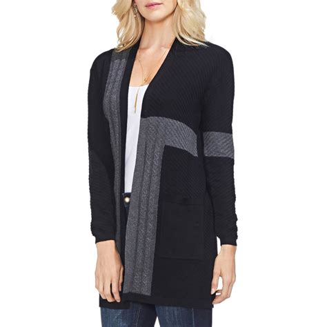 Vince Camuto 2 Pocket Colorblock Cable Knit Cardigan Sweaters