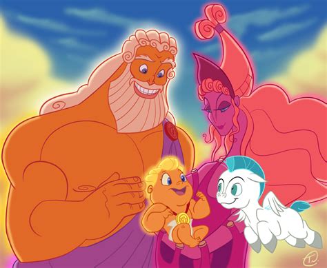 Hercules And Pegasus And Herculess Parents Zeus And Hera From
