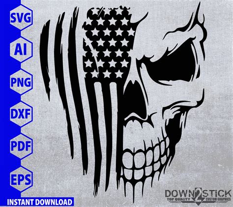 Usa Skull Flag Tattered Distressed Decal American Flag Skull Etsy