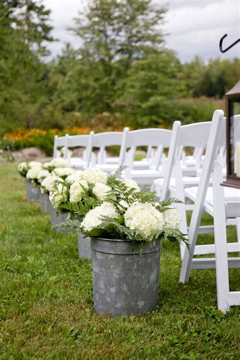 Rustic Ivory Hydrangea Aisle Decor For Outdoor Wedding