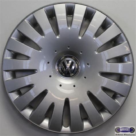61553 Hubcap 16 06 11 Volkswagen Passat Eos Sparkle Silver 18 Spoke With Chrome Center