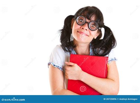 Nerd Student Girl With Textbooks Stock Photo Image Of Nerd Child