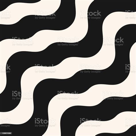 Vector Abstract Wavy Seamless Pattern Black And White Waves Background