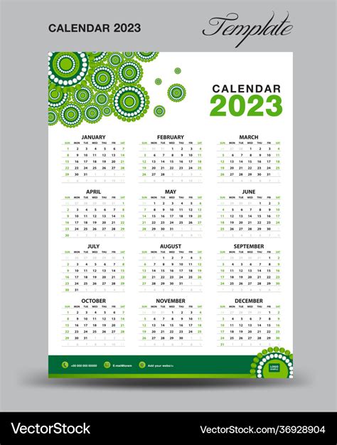 Wall Desk Calendar 2023 Template Calendar Design Vector Image