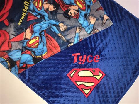 Superhero Blanket Custom Monogrammed Minky Blanket Blue Etsy