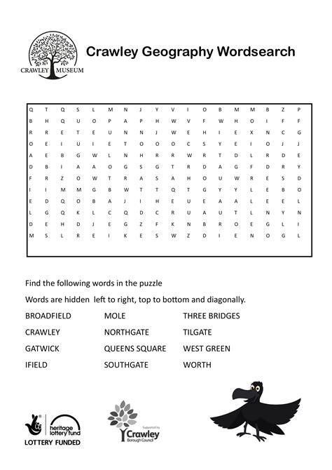 Geography Wordsearch Crawley Museum