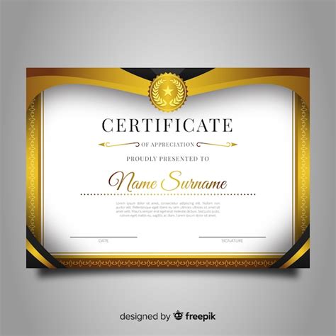 Plantilla Decorativa De Diploma Con Elementos Dorados Vector Premium