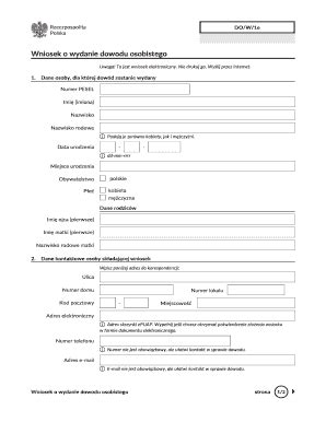 Fillable Online Nowy Wniosek O Wydanie Dowodu Osobistego Fax Email My